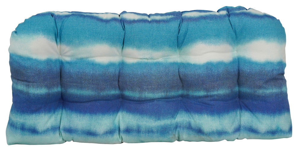 42"X19" U-Shaped Patterned Polyester Tufted Settee/Bench Cushion, Willsboro Blue