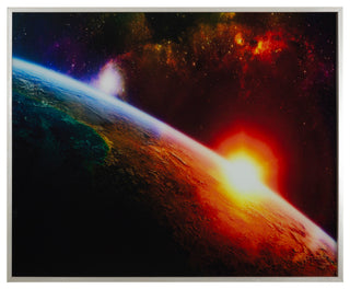 'Setting Sun', Photo Printed on Tempered Glass, Framed