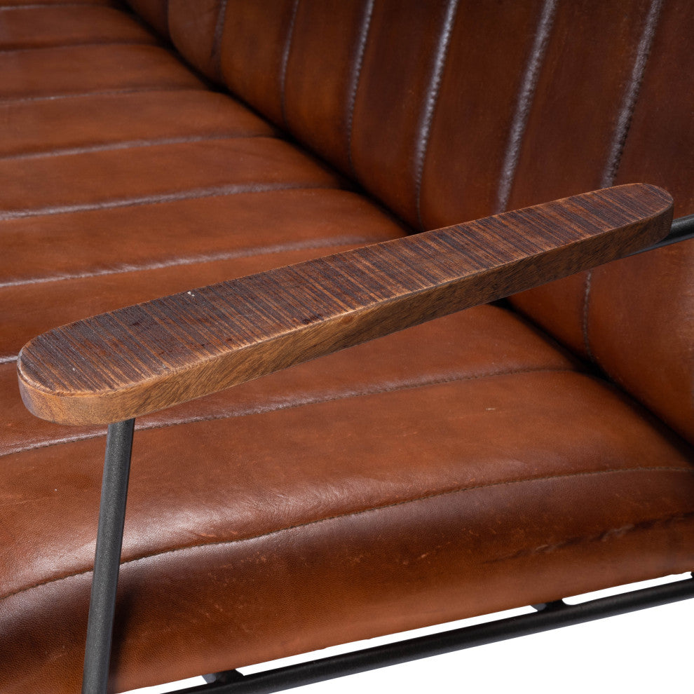 Butler Phoenix Leather and Metal Bench