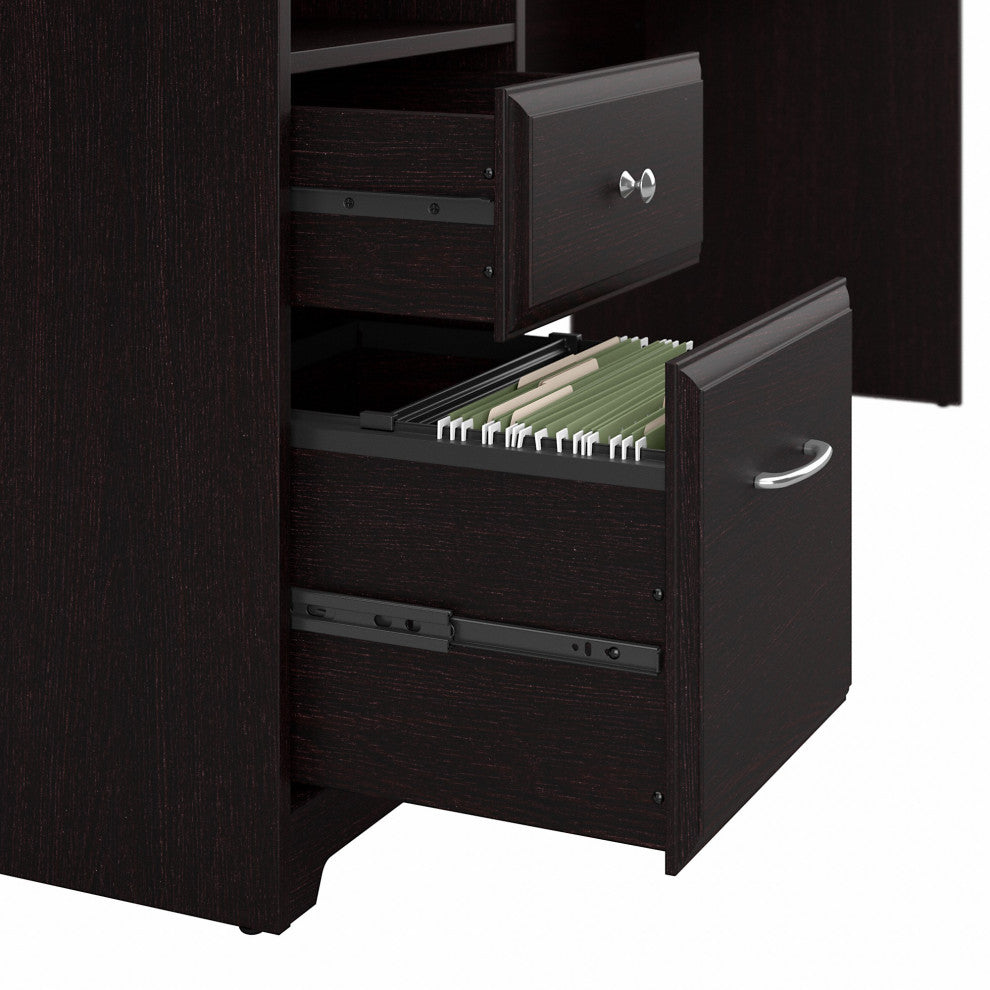 Cabot Computer Desk With Hutch and Drawers, Espresso Oak