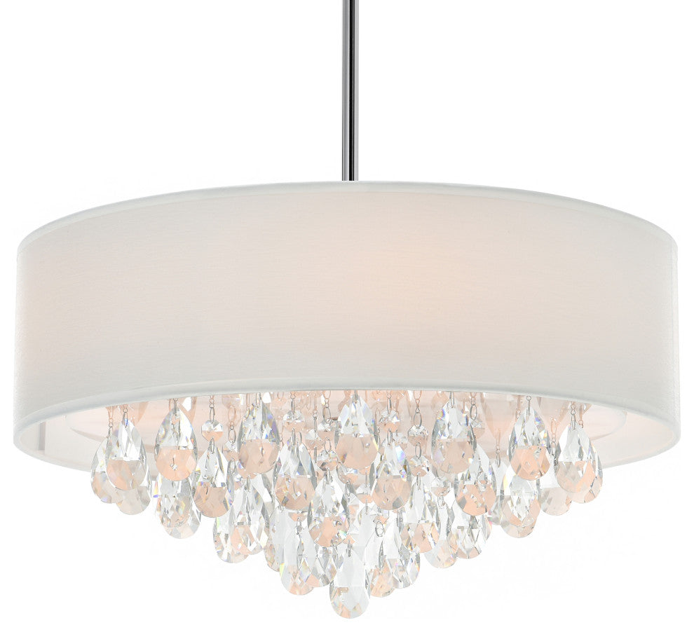 Dash Drum Shade Chandelier, White, 18 Inches