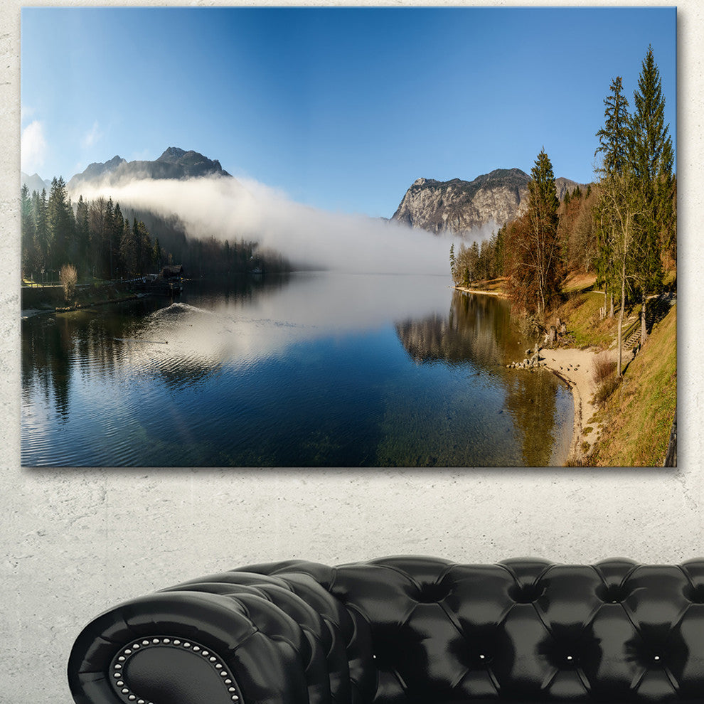 Bohinj Lake Panorama, Seashore Canvas Art Print, 60"x28"