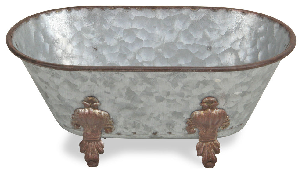 Lavande Metal Fleur-de-Lis Tub Decor - Small - Galvanized