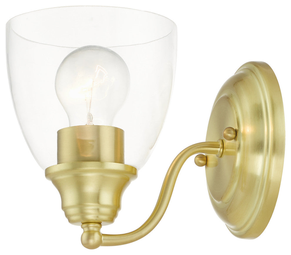 Satin Brass Transitional, Colonial, Vanity Sconce