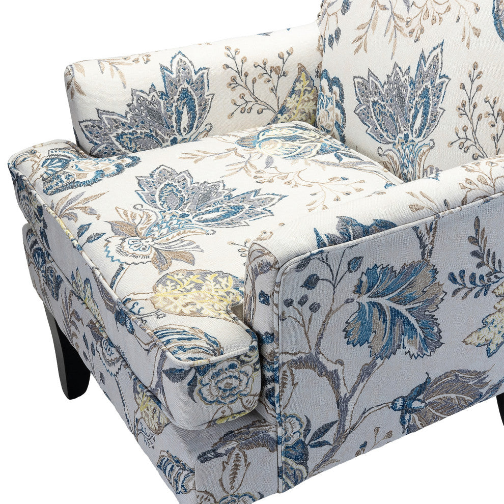 Wooden Upholstery Armchair, Set of 2, Blue