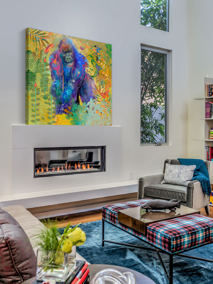 "Gorilla Jungle Thinker" Painting Print on Canvas by Evelia