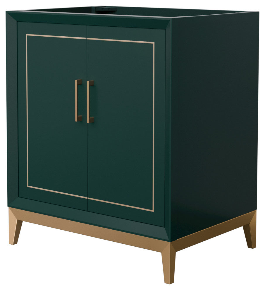 Marlena 30" Green Single Vanity, No Top, No Sink, Bronze Trim