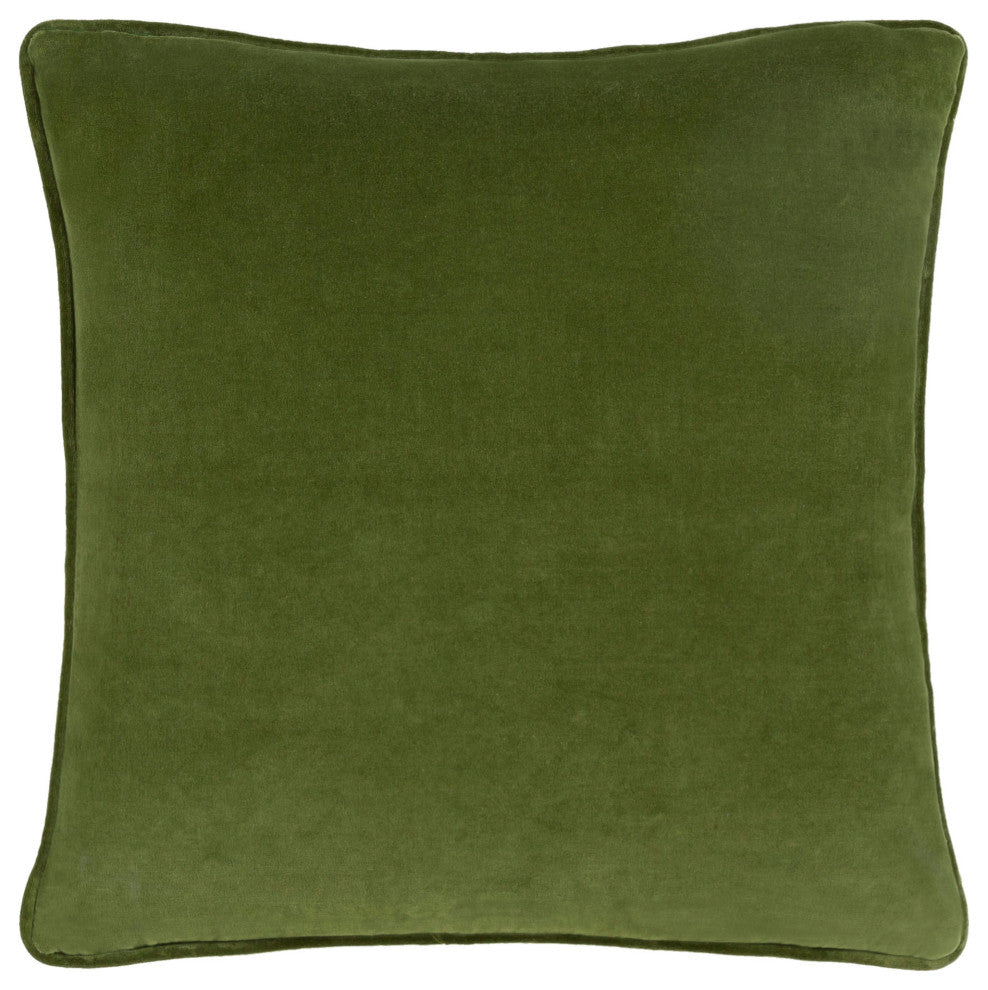 Surya Safflower Medium Green Pillow Shell With Polyester Insert 22"H X 22"W