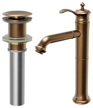 Karran 1-Handle 1-Hole Vessel Faucet With Pop-up Drain, Brushed Copper