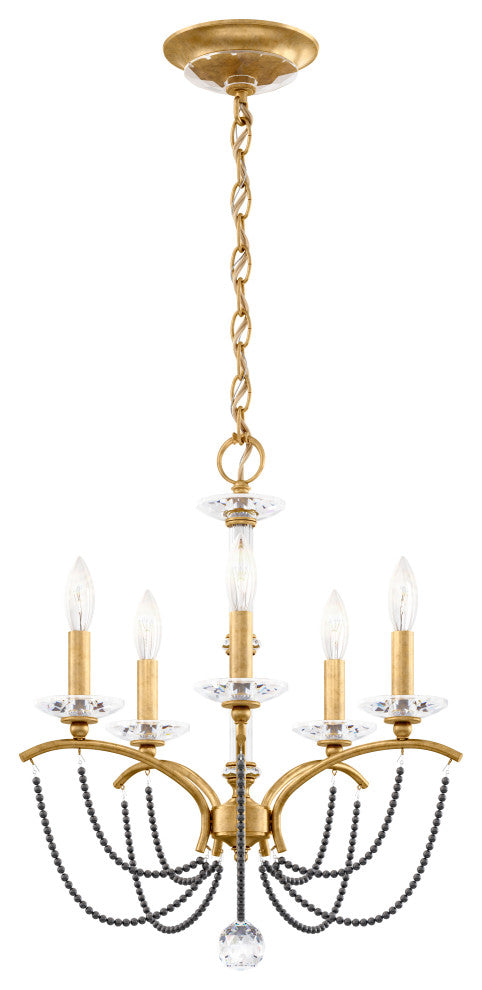 Priscilla 18x22" 5 Light Chandelier, Heirloom Gold, In Dark Gray Pearl