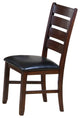 Set of 2 Dark Wood Black Faux Leather Dining or Side Chairs