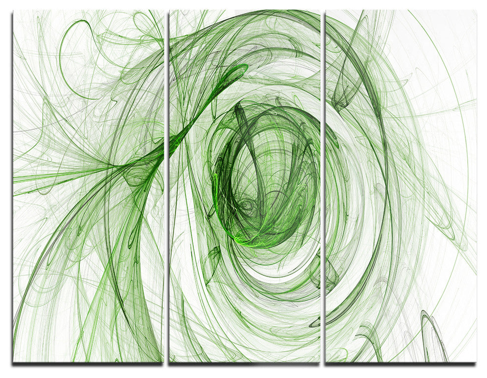 "Ball of Yarn Green Spiral" Digital Metal Wall Art, 3 Panels, 36"x28"