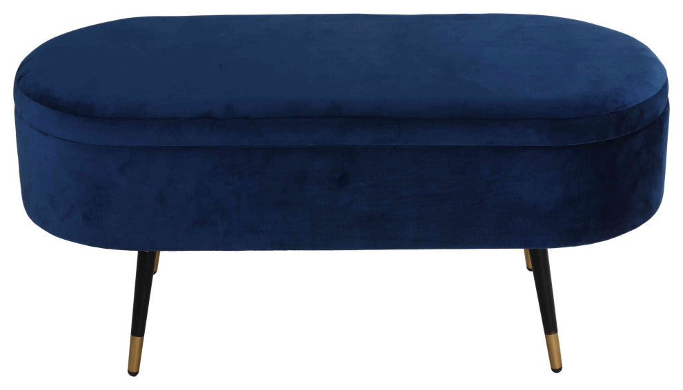 Cortesi Home Ruslan Oval Storage Ottoman, Navy