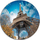 Paris Eiffel Tower And Blue Paris Sky View, Round Wall Art, 23"