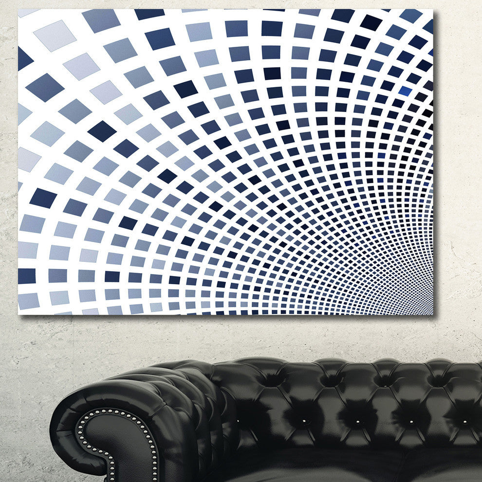 Blue Square Pixel Mosaic Illustration, Abstract Wall Art Canvas, 40x30