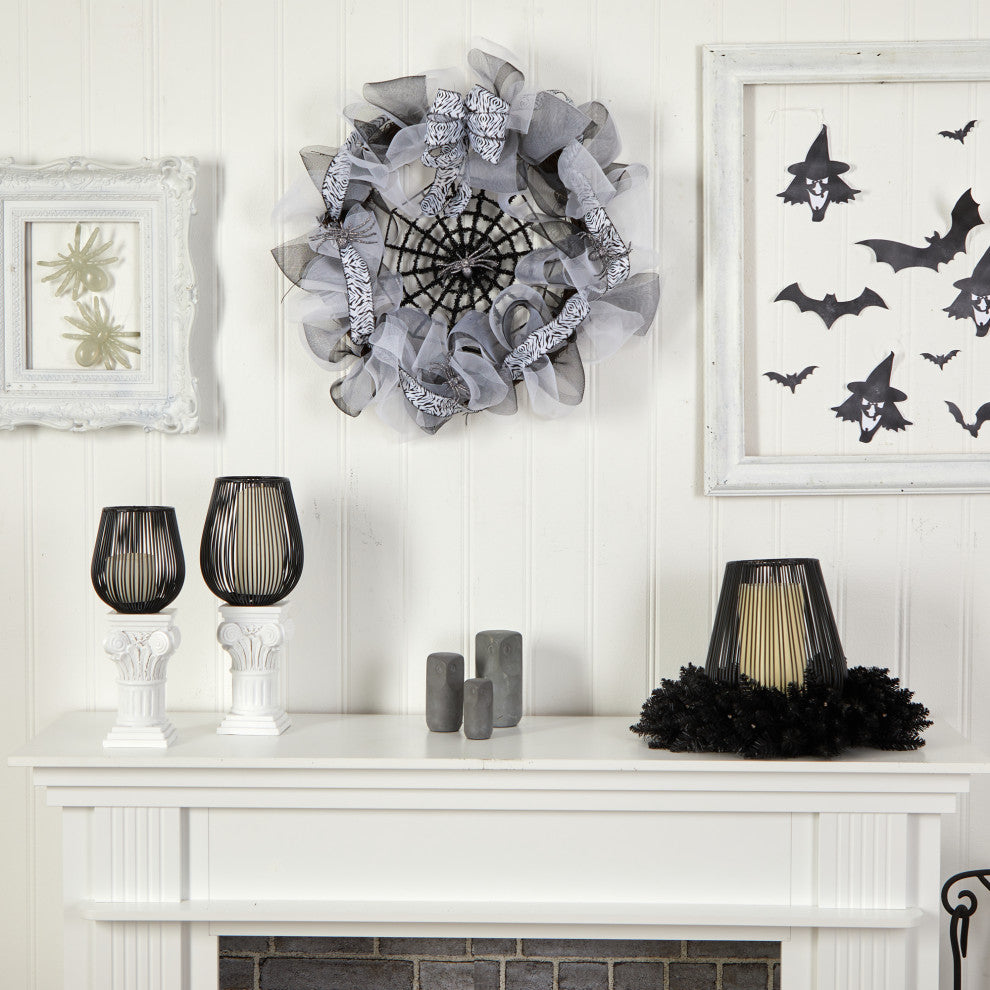Nearly Natural W1205 26 Halloween Spider Web Mesh Wreath