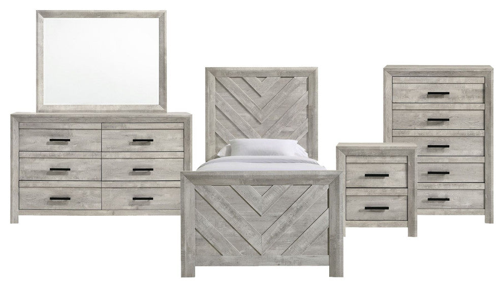 Picket House Furnishings Keely Panel 5PC Bedroom Set in White