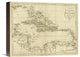 "Map of the West Indies, 1796" Stretched Canvas Giclee by John Reid, 16"x13"