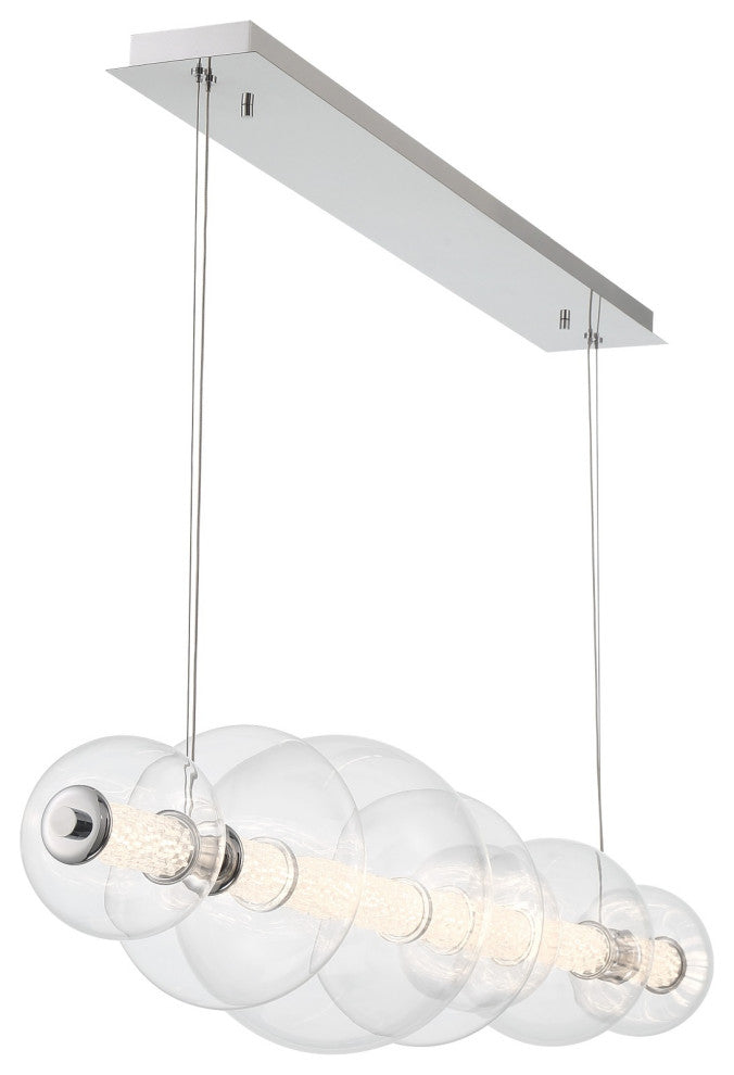 Atomo 1 Light Chandelier, Chrome With Clear Glass