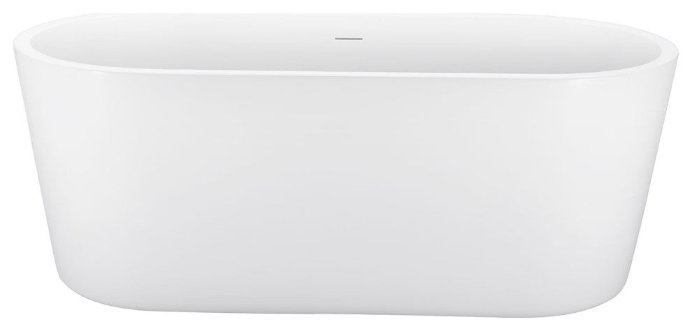 59" Acrylic Roll-Top Flatbottom Non-Whirlpool Bathtub, White