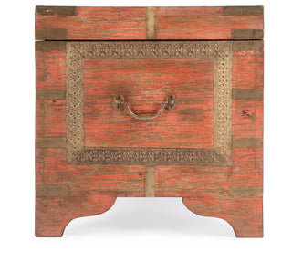 Nador Hand-Painted Brass Inlay Storage Trunk Coffee Table, Blush