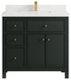 Sonoma 36 Center Sink Reeded Bath Vanity in Dark Forest Green 2" White Quartz