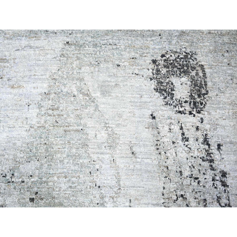 Cloud gray Modern Galaxy Design Pure Wool Hand Knotted Oriental Rug 8'10"x12'9"
