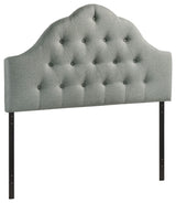 Modern King Headboard, Arched Button Tufted Fabric With Adjustable Height