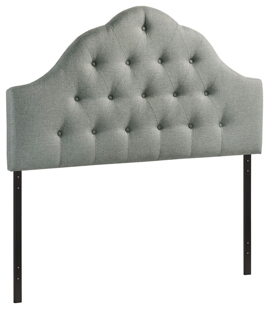 Modern King Headboard, Arched Button Tufted Fabric With Adjustable Height