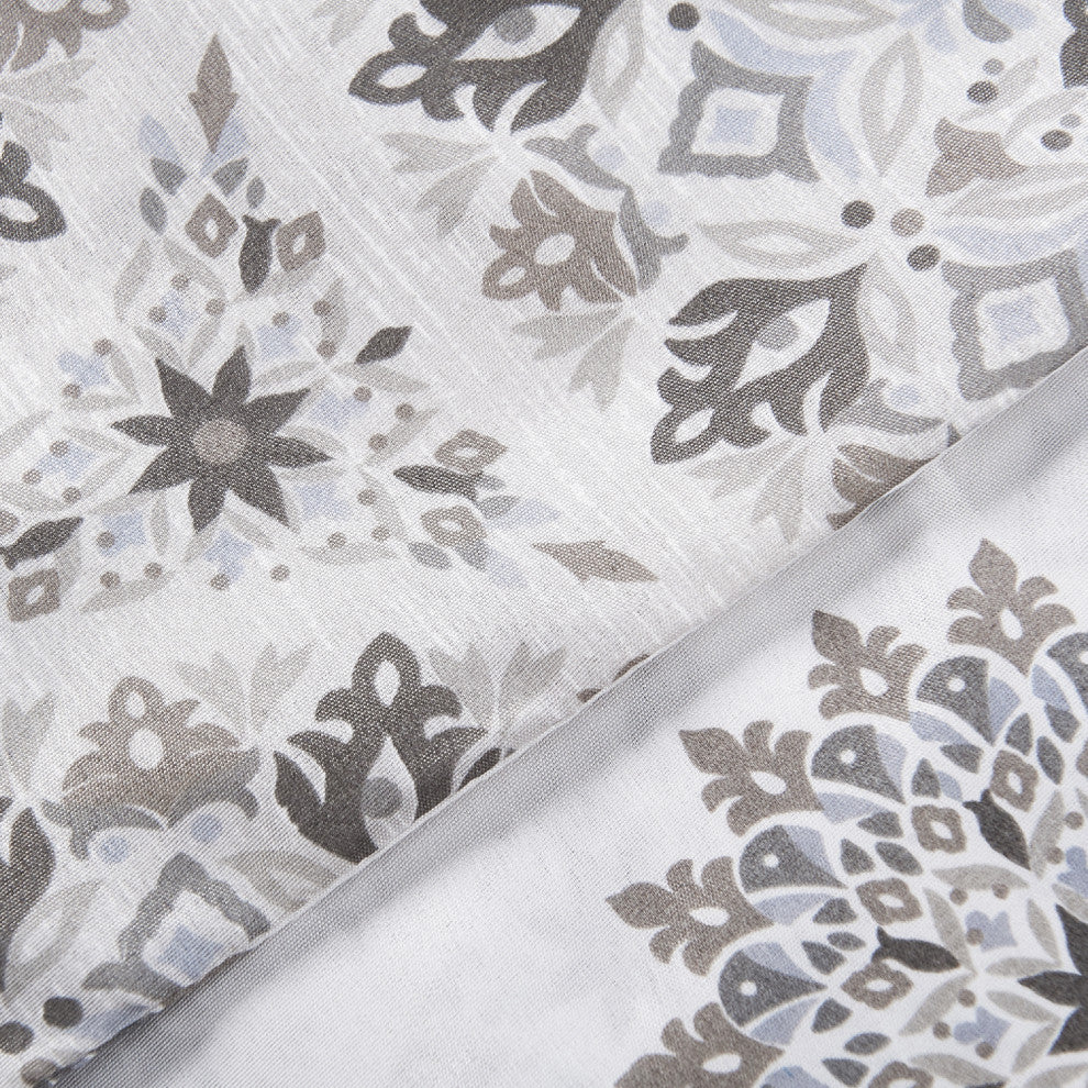 Serenta Tribal Medallion Printed 2 Piece Valance Set, Gray, 2 Panels, 60"x18"