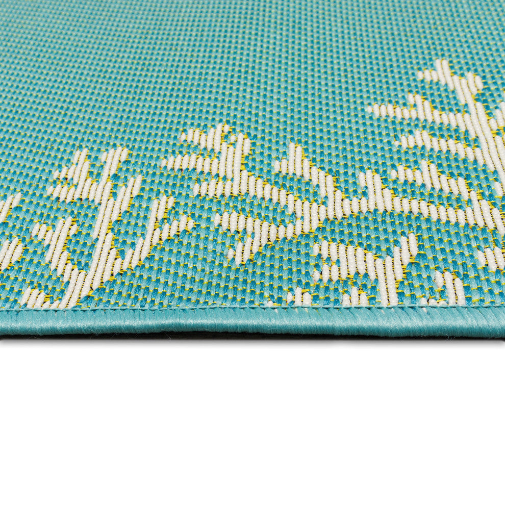 Esencia Coral Edge Indoor/Outdoor Mat Aqua 2'x2'10"