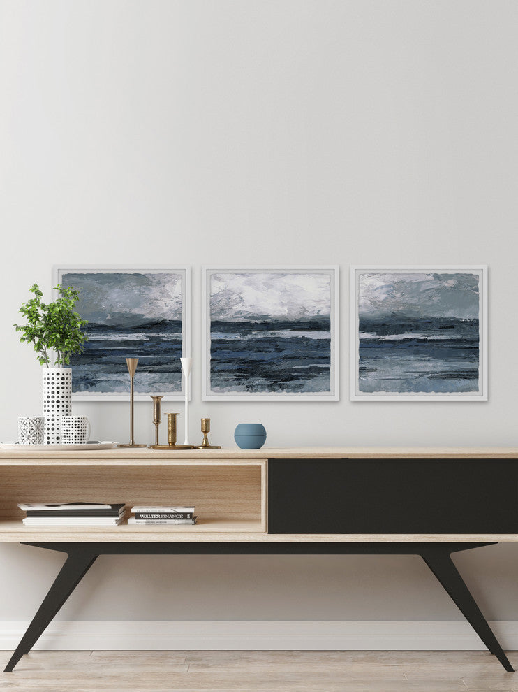 Dark Vast Ocean Triptych, 96"x32"