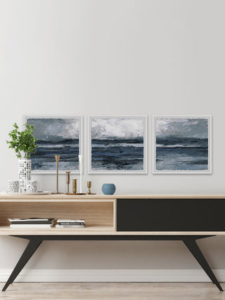 Dark Vast Ocean Triptych, 96"x32"