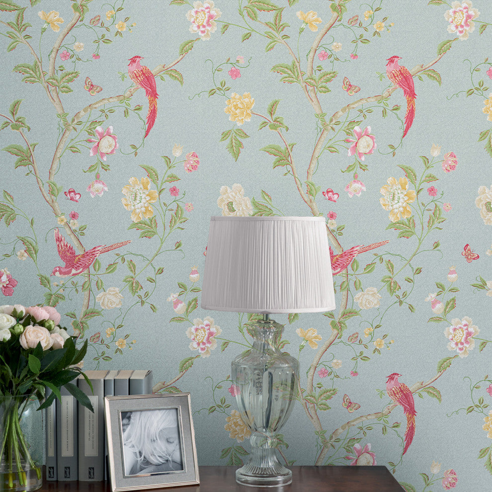 Laura Ashley Summer Palace Wallpaper, Duck Egg