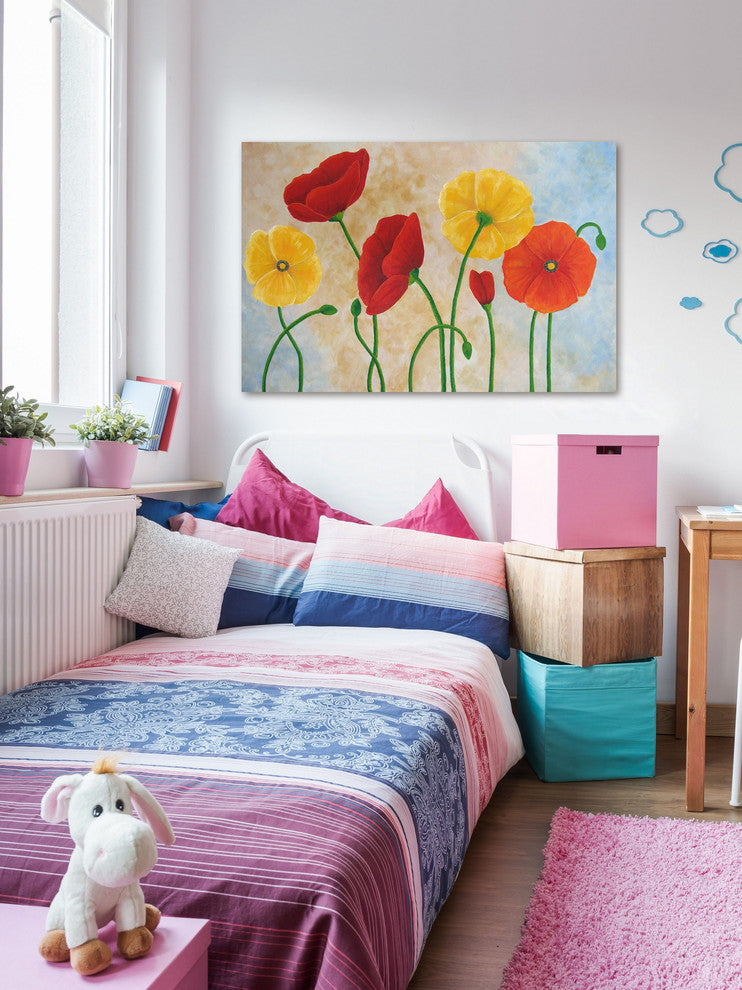 Marmont Hill, "Poppies" by Nicola Joyner Painting Print on Wrapped Canvas, 18x12