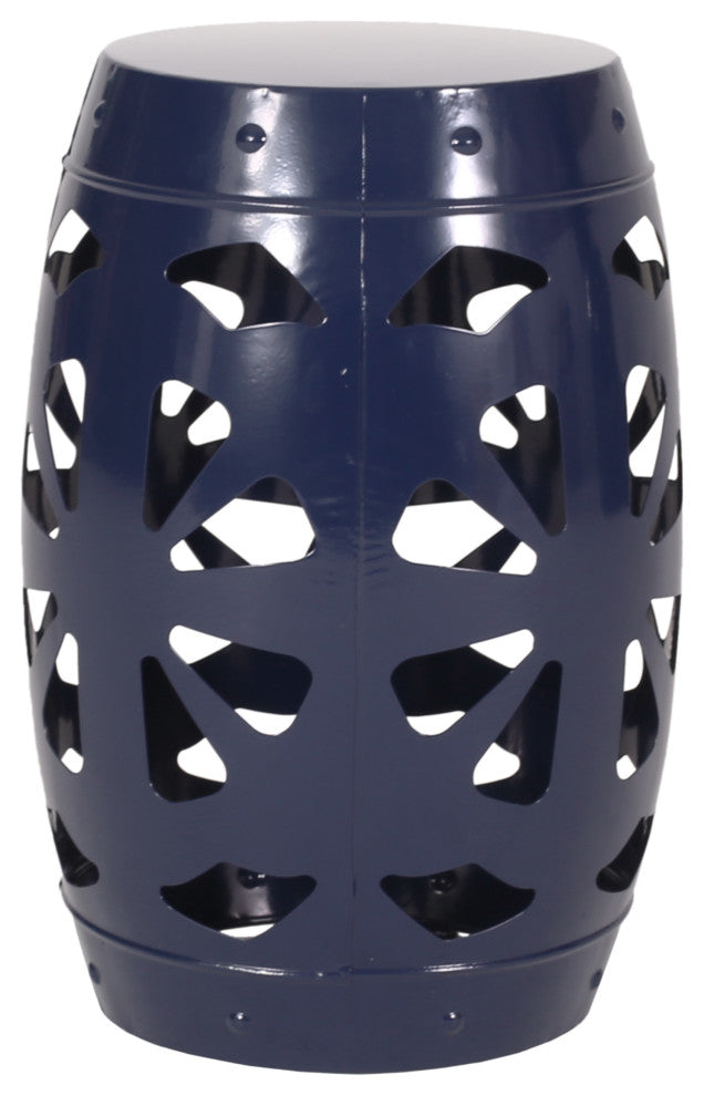 Carey Outdoor Metal Side Tables, 2-Piece Set, Navy Blue