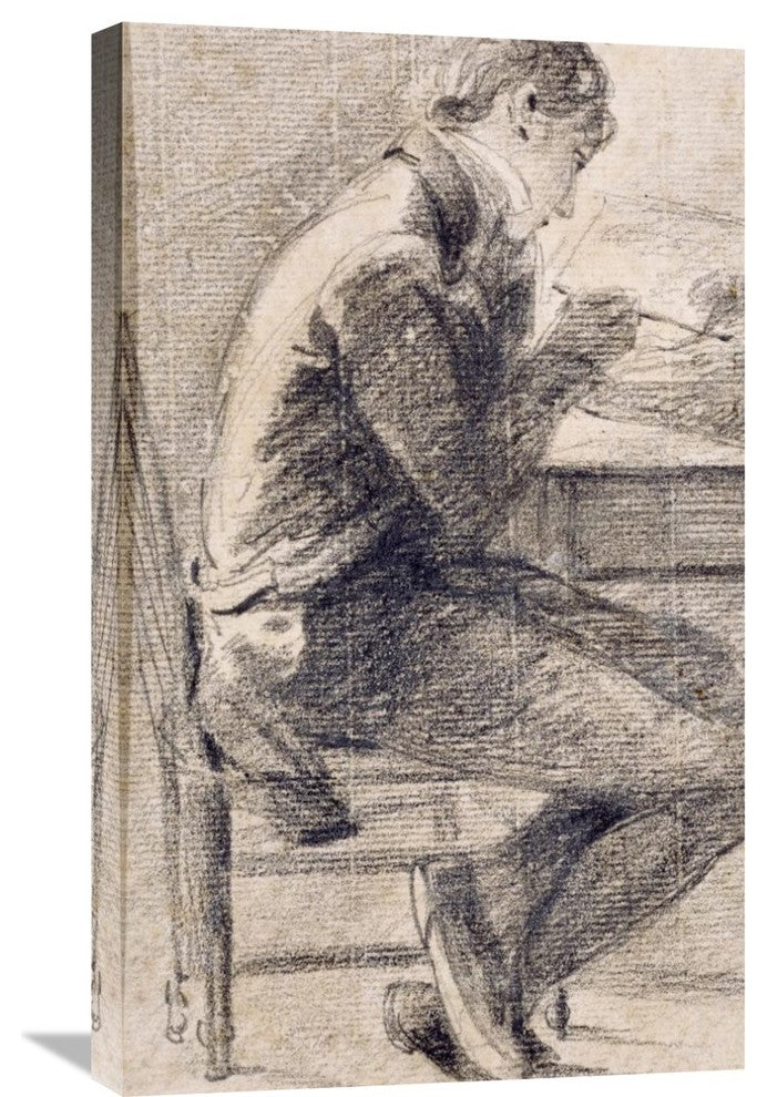 "Portrait of An Artist Sketching" Artwork, 18.2" x 30"