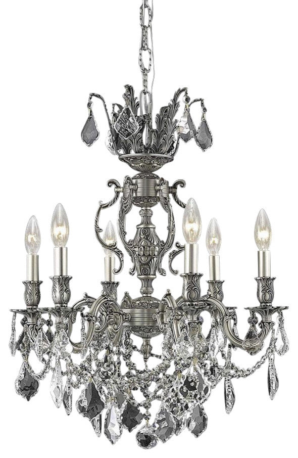 Elegant Marseille Dining Room Light, Pewter Finish With Royal Cut Crystal