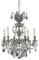 Elegant Marseille Dining Room Light, Pewter Finish With Royal Cut Crystal