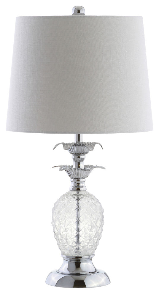 Jane 24" Glass Table Lamp, Clear and Chrome