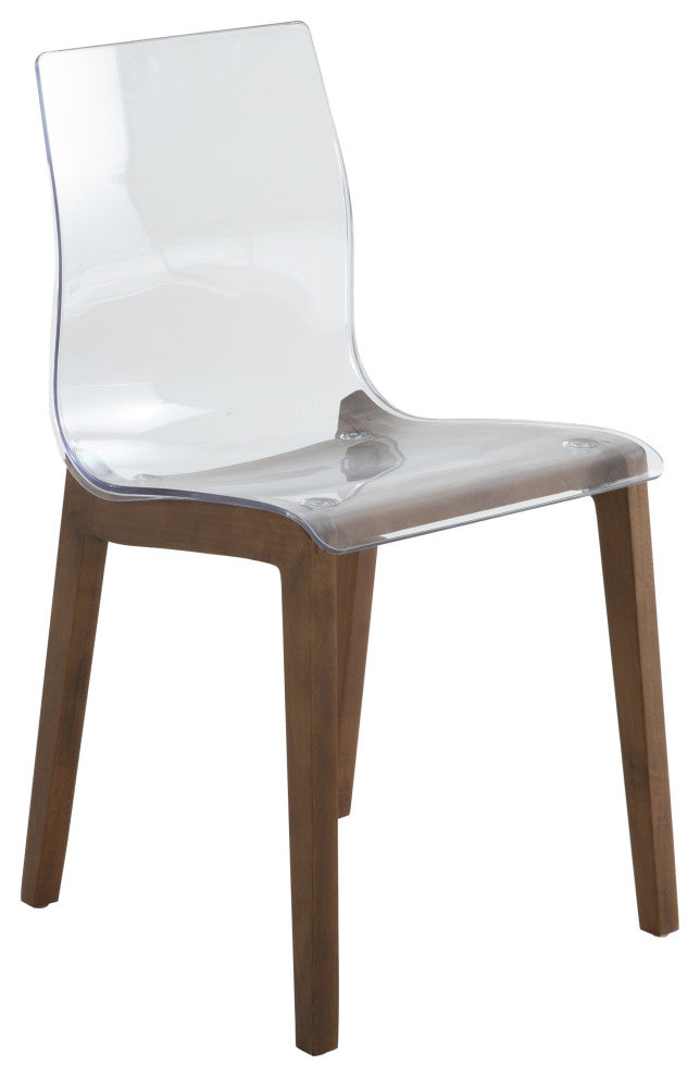 LeisureMod Marsden Modern Dining Side Chair With Beech Wood Legs, Walnut