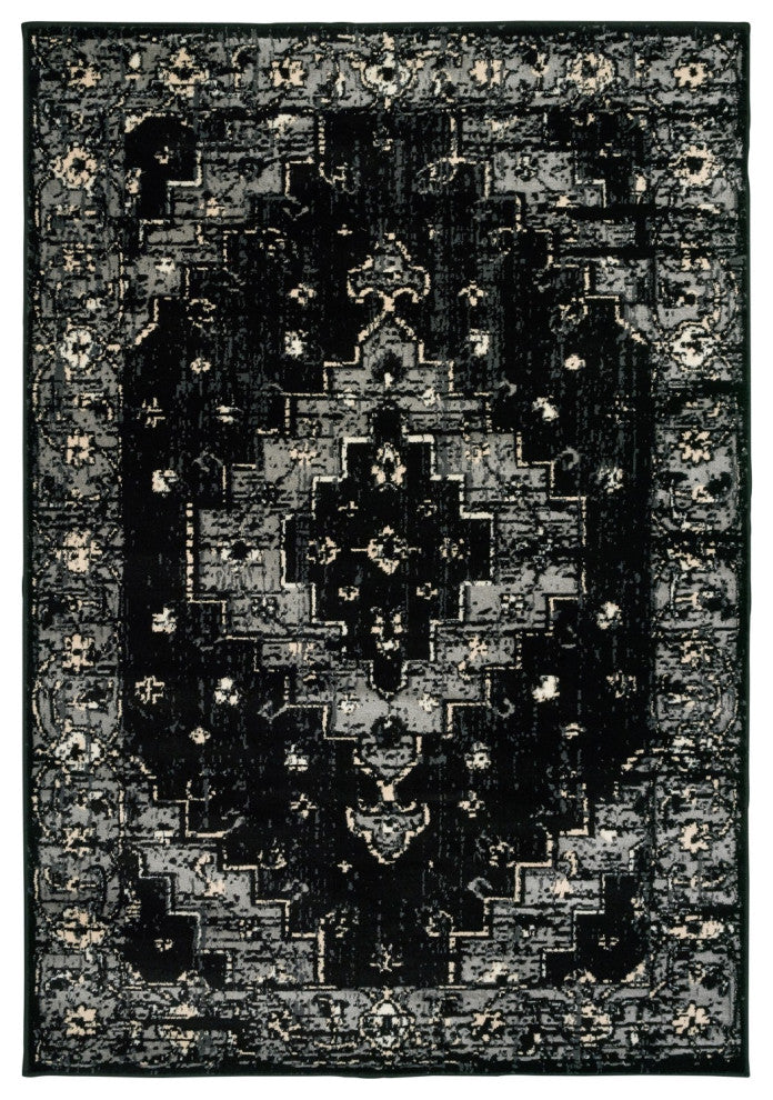 8' X 10' Black Dhurrie Area Rug