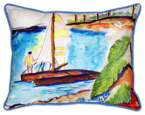 Pair of Betsy Drake Catamaran Large Indoor/Outdoor Pillows 16x20
