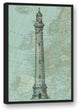 Lighthouse Coastal Map 24x36 Black Floating Framed Canvas