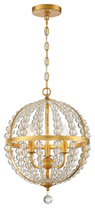Crystorama ROX-A9003-GA, 3-Light Chandelier, Antique Gold