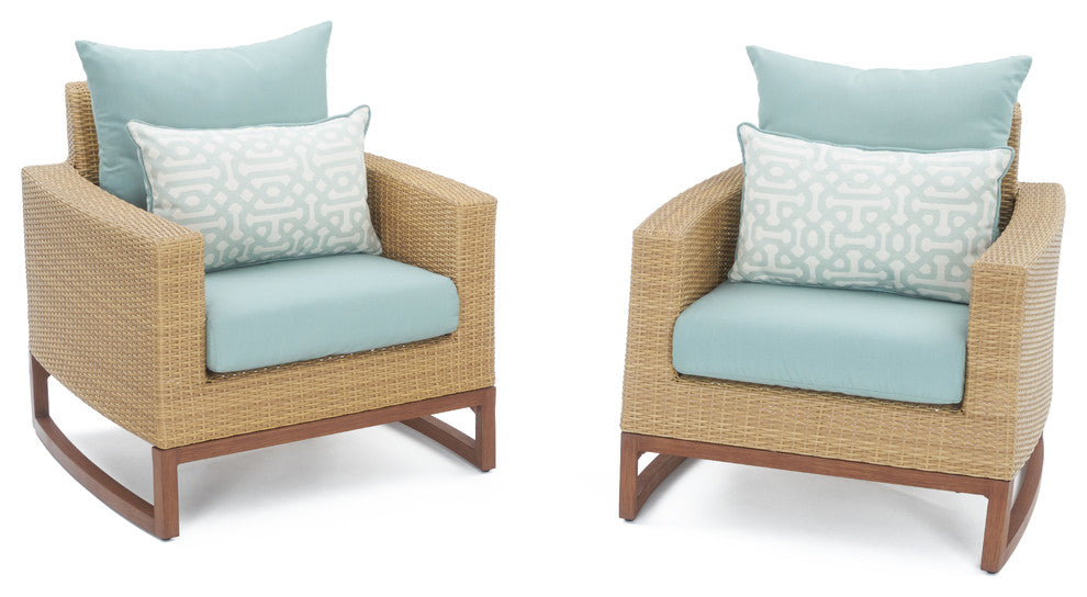 Mili 2 Piece Sunbrella Outdoor Patio Club Chairs, Spa Blue