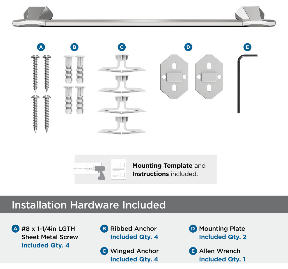 Amerock St. Vincent Contemporary Towel Bar, Chrome, 18" Center-to-Center