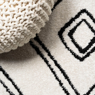 Deia Moroccan Style Diamond Shag, White/Black, 5'x8'