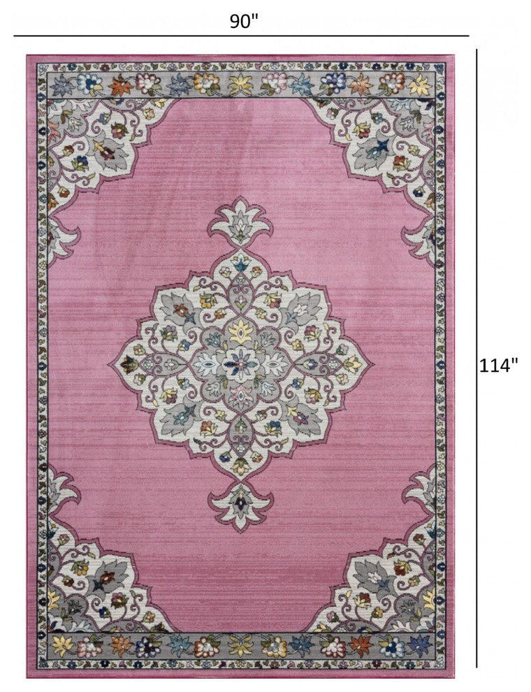 8??x 10??Pink Traditional Medallion Area Rug