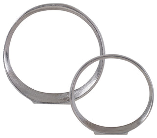 Orbits Ring Sculptures Nickel, Set of 2